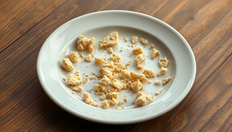 Gluten-free diet failure represented by crumbs.