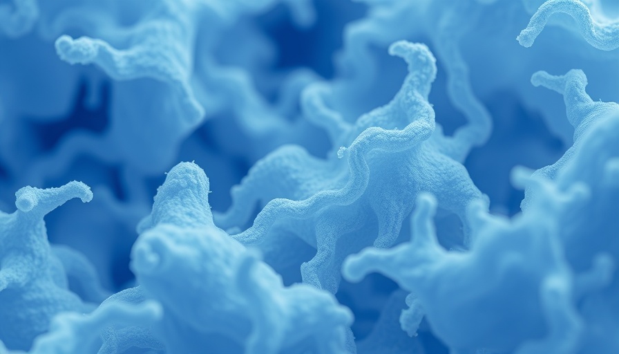 Abstract cellular structure in blue tones.