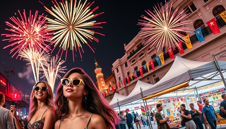 San Antonio Memorial Day events collage with fireworks, nightlife, and market.