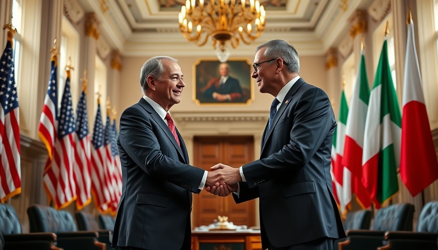 Diplomats shaking hands highlighting U.S.-Italy diplomatic relations.