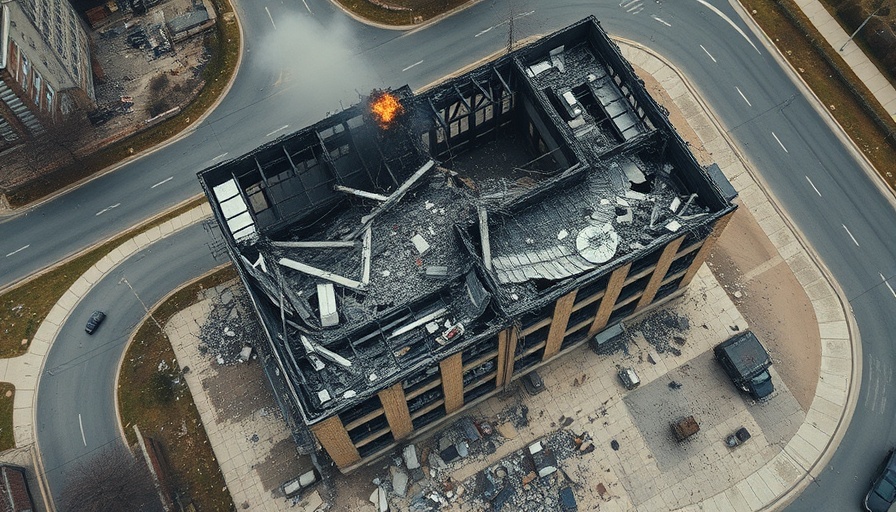 Palm Springs Fertility Clinic explosion aftermath aerial view.