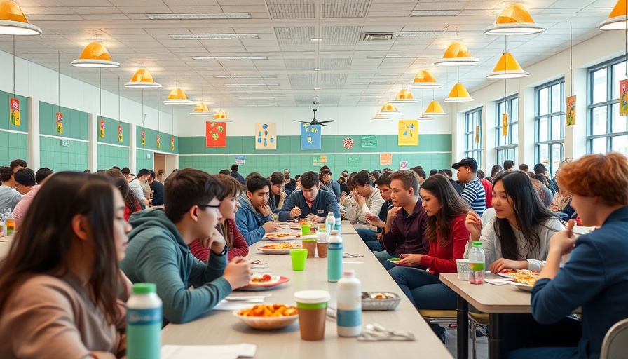School dinners encourage teenagers to eat better in a lively cafeteria.