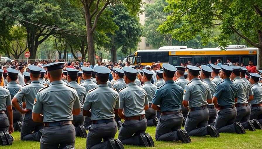 San Antonio local news event with uniformed group and crowd