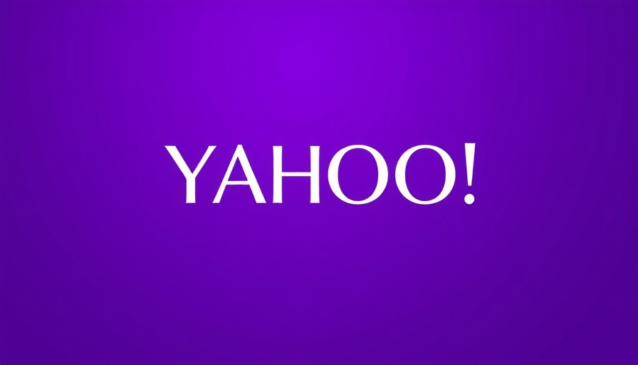 Yahoo logo on purple background.