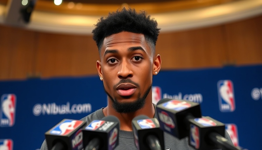 NBA offseason insights presented by focused athlete at press conference.