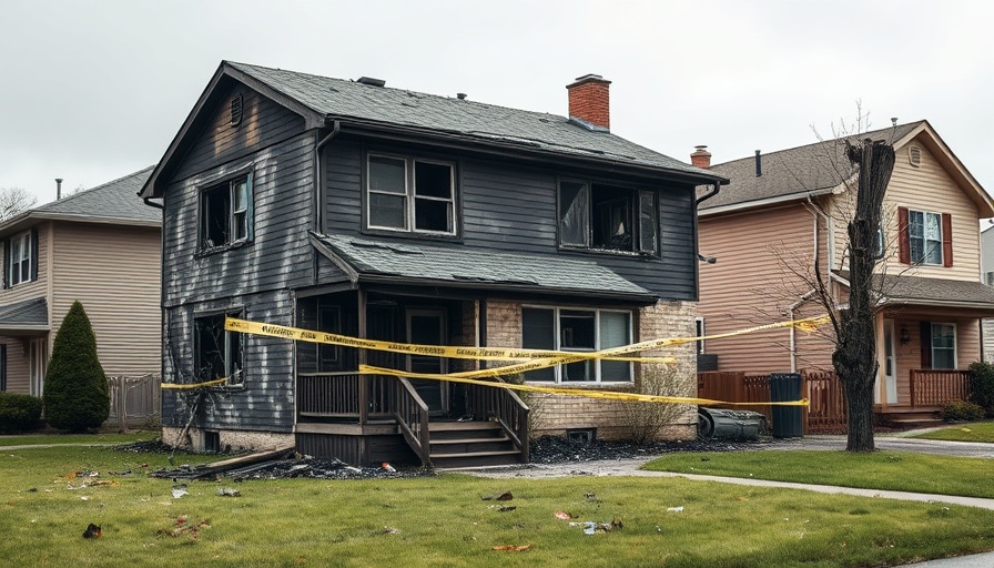 Houston townhome fire aftermath with yellow tape and damage.