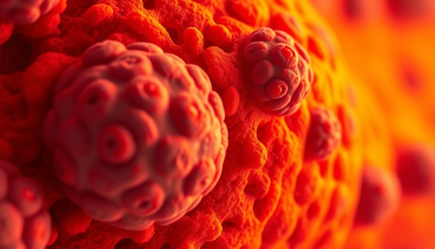Prostate cancer cells close-up, Gleason Score of 9, vibrant colors.