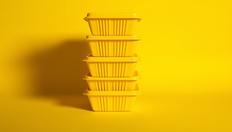 High-protein fast food options in yellow takeout containers, minimalistic design.