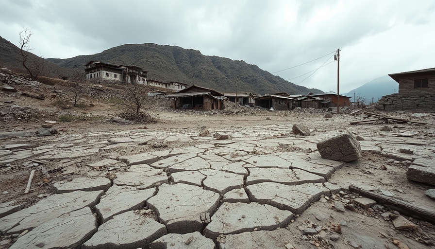 Tibet earthquake news: scene of cracked earth and debris.