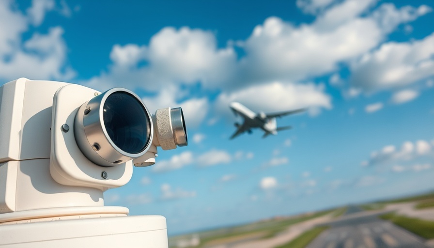 Weather monitoring device with plane taking off at an airport