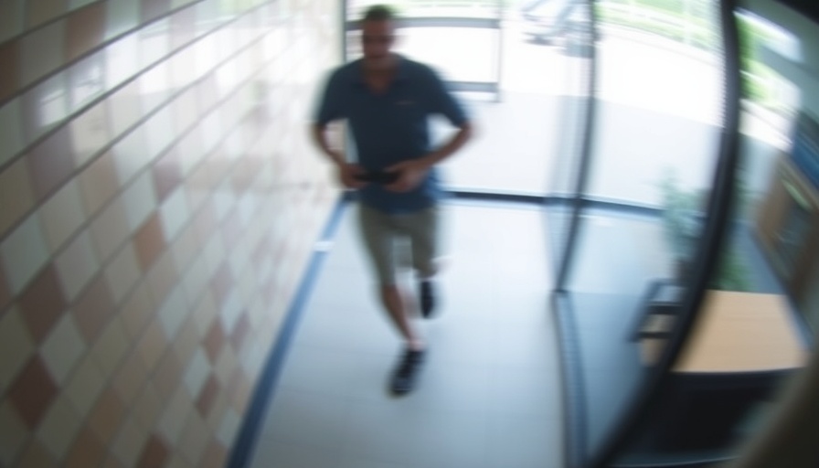 Blurry security footage of an individual in a gym, Las Vegas shooting.