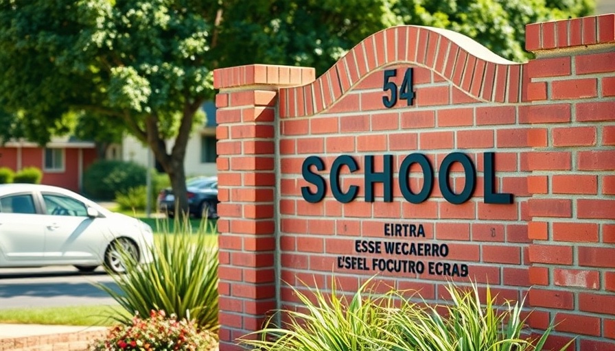Ponderosa Elementary School sign with Spanish message in suburban setting.
