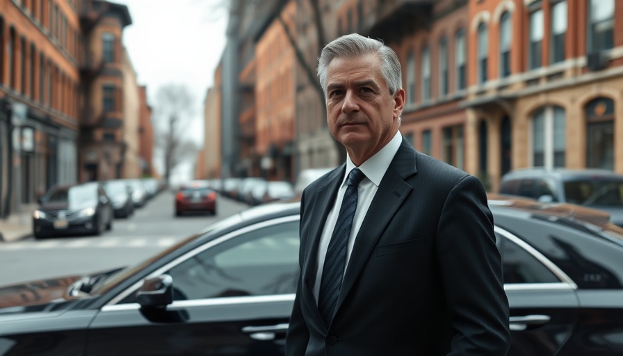 Middle-aged man by car in urban setting, Cuomo investigation political news USA.