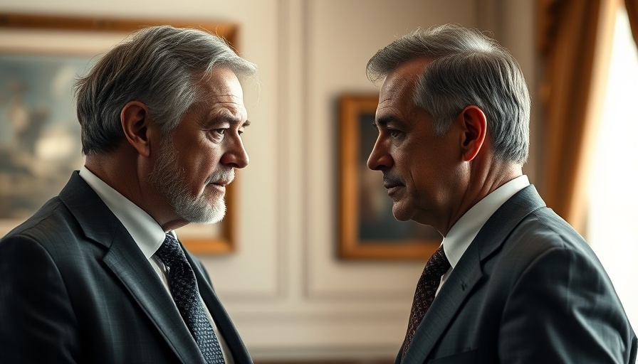 Discussion between two prominent figures illustrating U.S. foreign relations