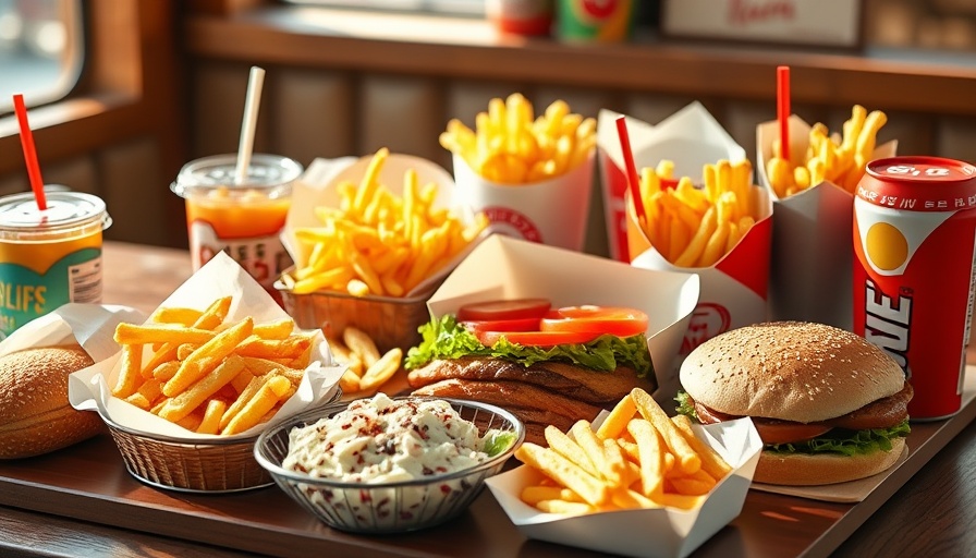 Assortment of fast food items depicting ultra-processed food intake.