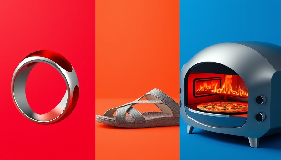 Stylish gift ideas for dad including a smart ring, sandals, and pizza oven.