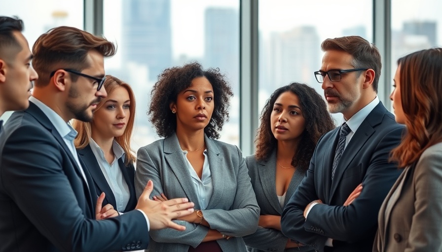 Professionals discussing federal union rights in modern office.