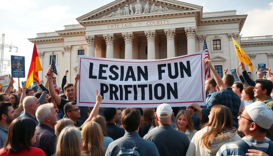 Diverse group celebrating a federal union rights ruling in front of courthouse.