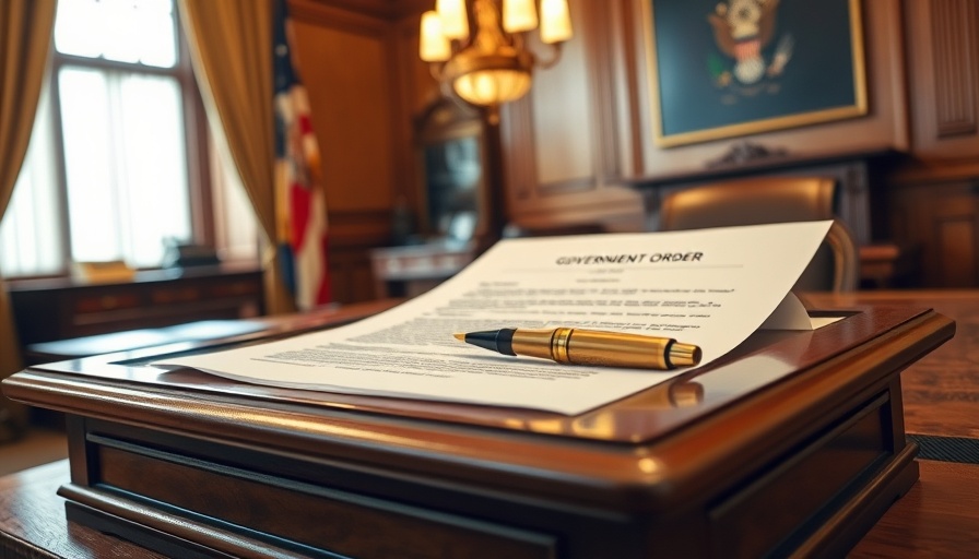 Desk with documents symbolizing federal union rights order.