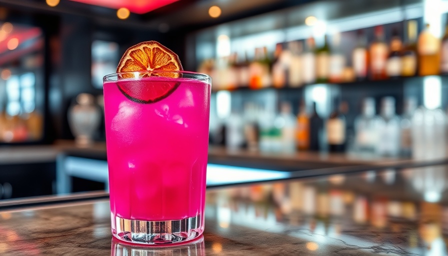 Luxurious pink cocktail in San Antonio dining setting.