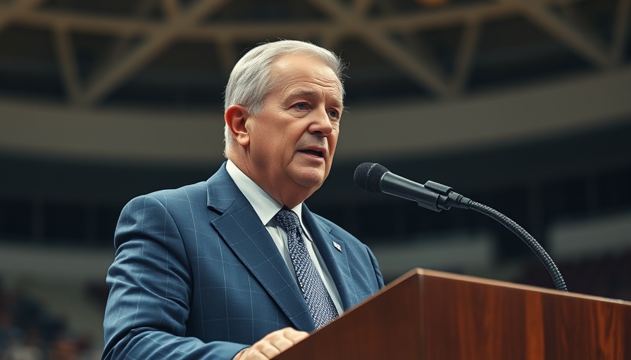 Man in blue checkered suit speaking at Indianapolis Colts event.