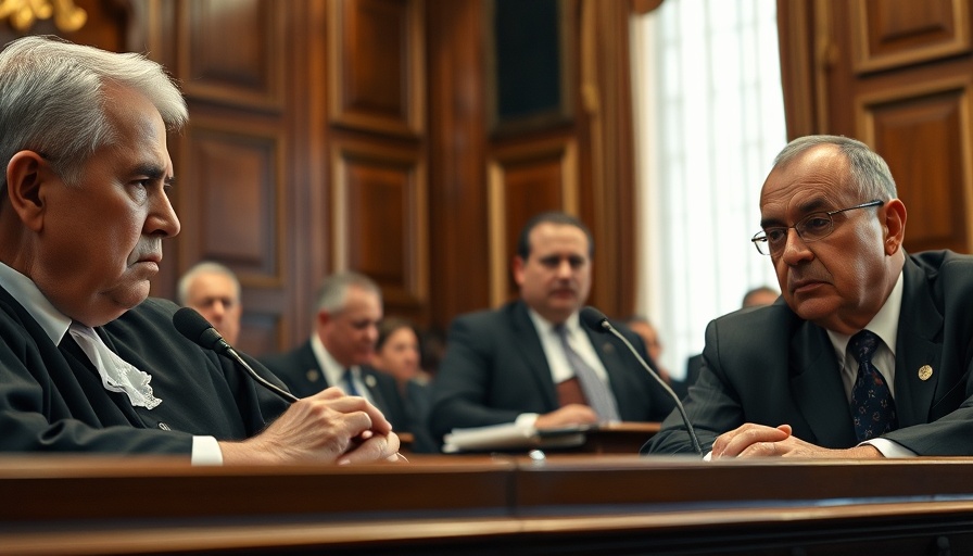 Cuban judges discussing human rights violations in a courtroom.