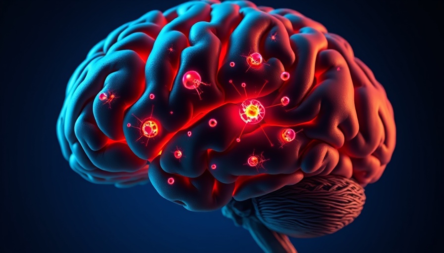 Tumor-related epilepsy prognosis in gliomas illustration, artistic brain and cells.