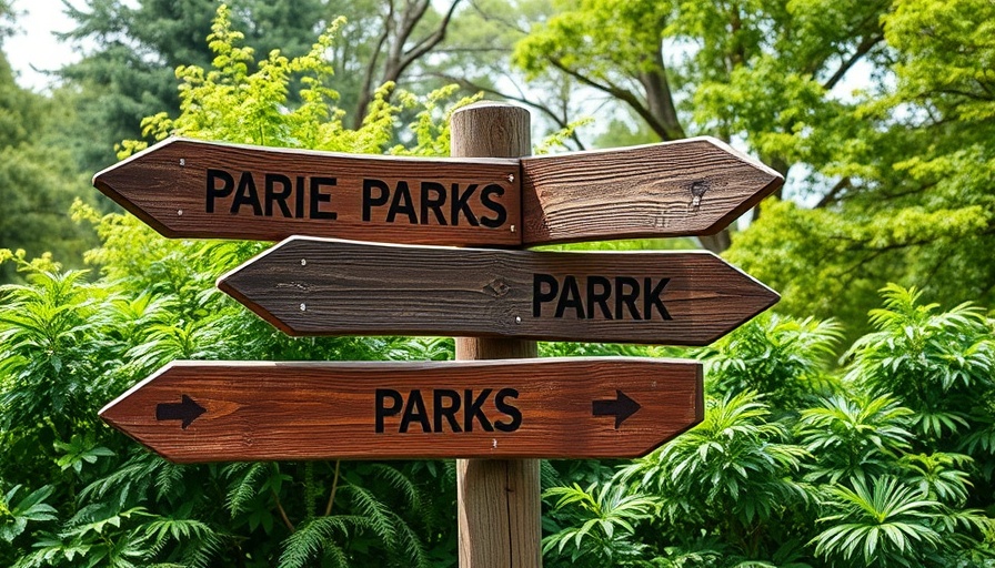 Directional signs to parks, resembling Sacred Dakota History.