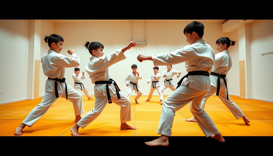 Young athletes sparring in a taekwondo dojo, exploring emotional impact.
