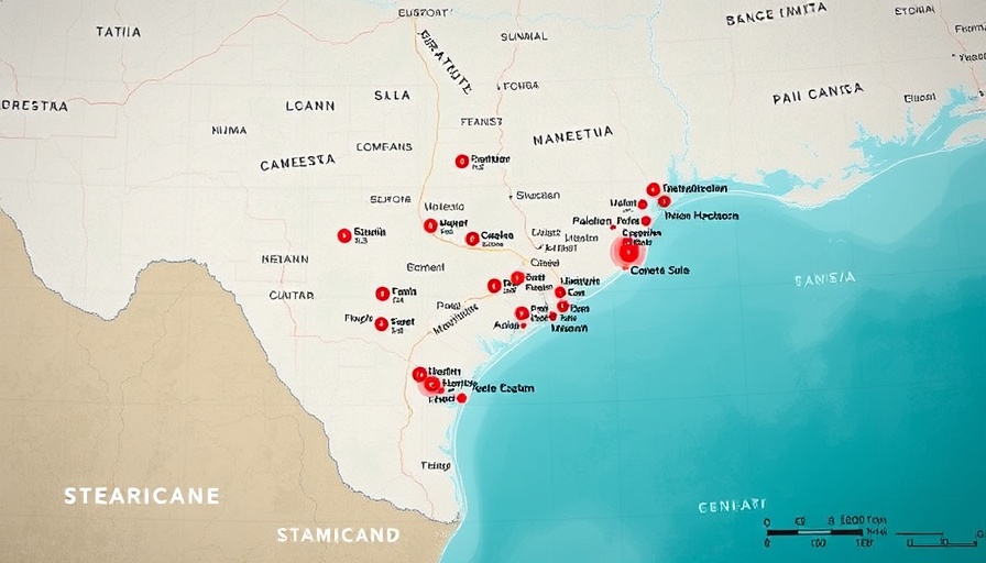 Texas map showing storm landfalls and factors influencing hurricane season predictions.