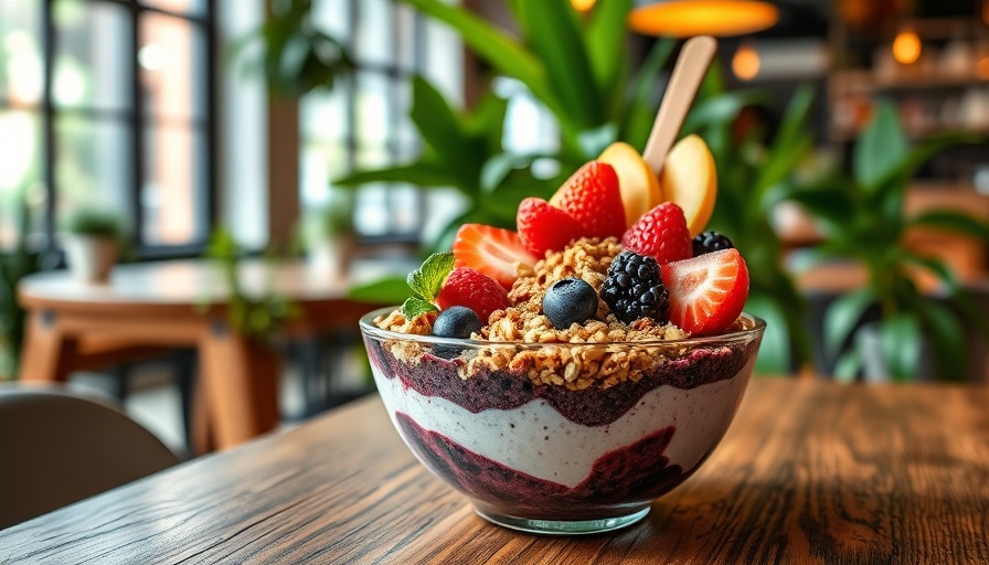 Grain & Berry Acai Bowls and Smoothies Highland Village, vibrant acai bowl with fruits.