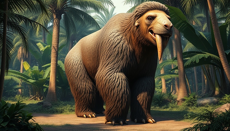 Illustration of how extinct giant ground sloths got so big in a jungle setting.