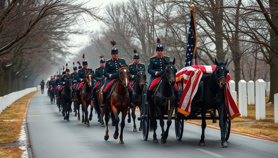 Horse-drawn caissons returning to Arlington Cemetery in a solemn procession