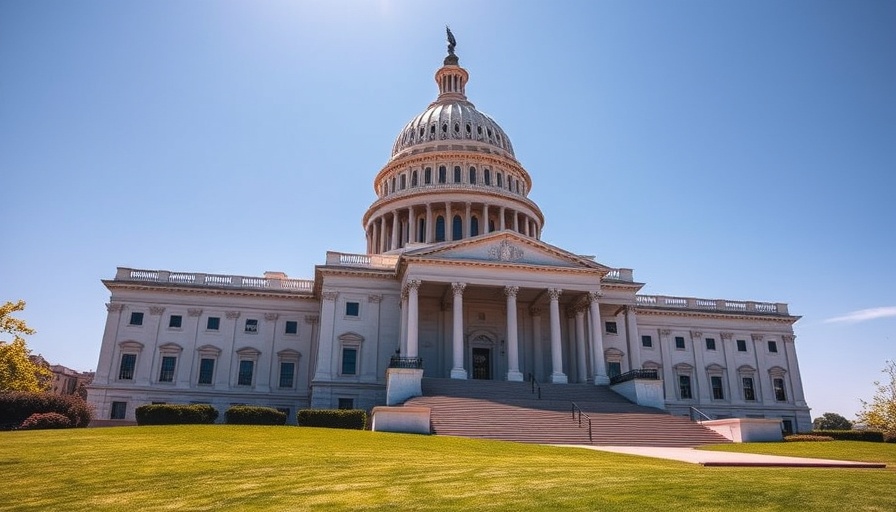 Stylized US Capitol building illustration for US government news.
