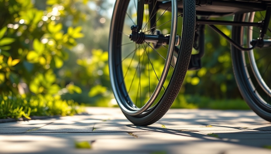 Wheelchair close-up, conveying mobility in a garden setting