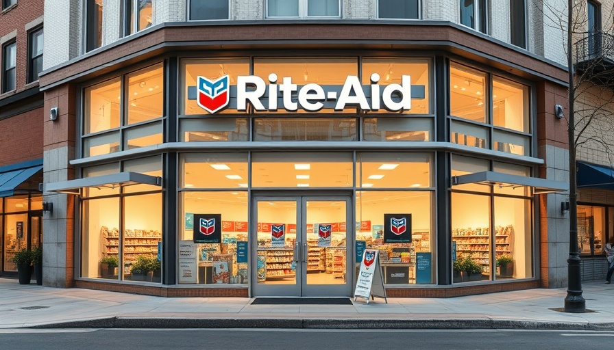 Modern Rite Aid pharmacy storefront with visible logo.