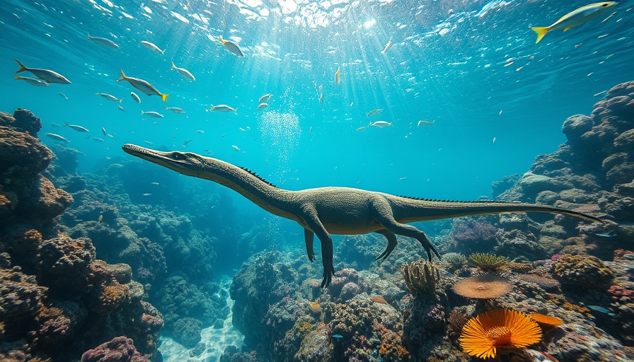 New species of elasmosaur in vibrant underwater scene.