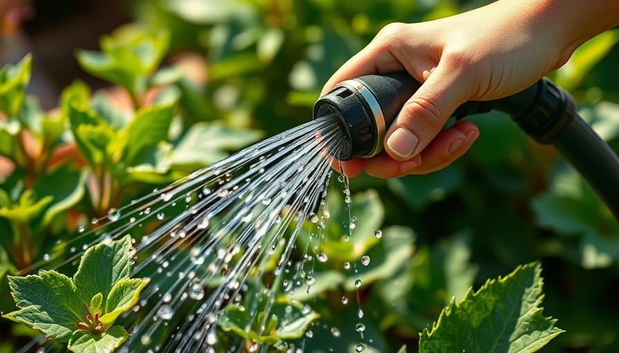 Hand watering plants with hose under Stage 5 restrictions San Antonio.