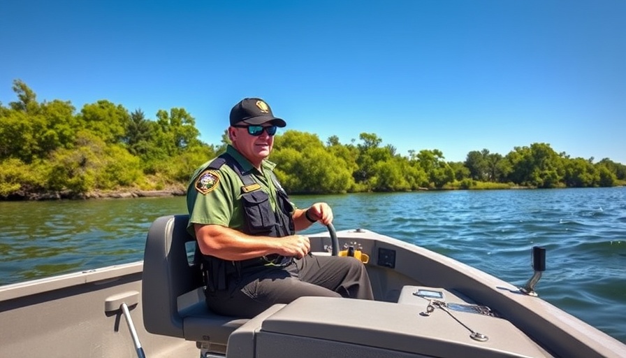 Texas Game Warden ensuring boater safety on the lake.