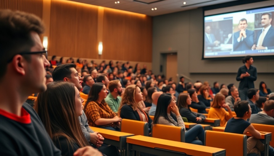 Econ majors reality: students in a lecture hall observing a presentation.