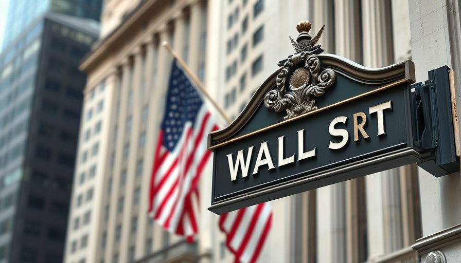 Wall Street sign with flag, reflecting market impact.