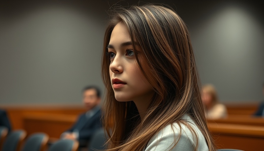 Young woman side glance courtroom scene, Rust armorer Hannah Gutierrez-Reed.