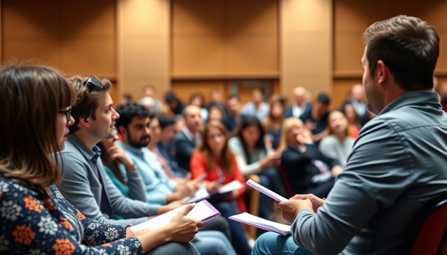 Merit-based education reform discussion with students and a speaker.