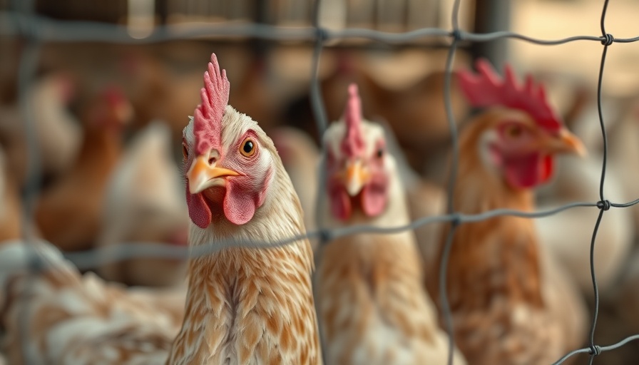 Chickens behind a wire fence on a farm, related to bird flu outbreaks.