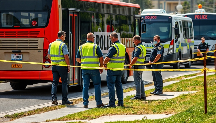 Emergency scene near a bus with police and caution tape in US news.