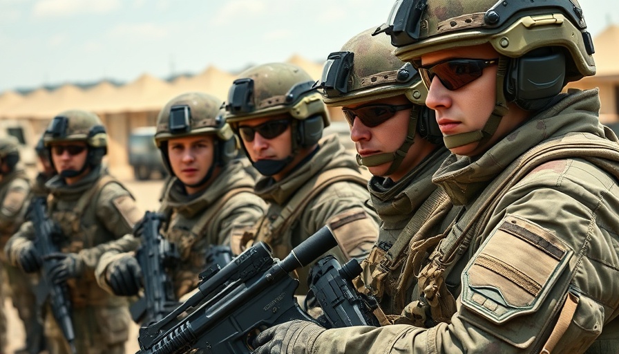 Army soldiers train outdoors for Kosovo deployment, tactical gear and focus