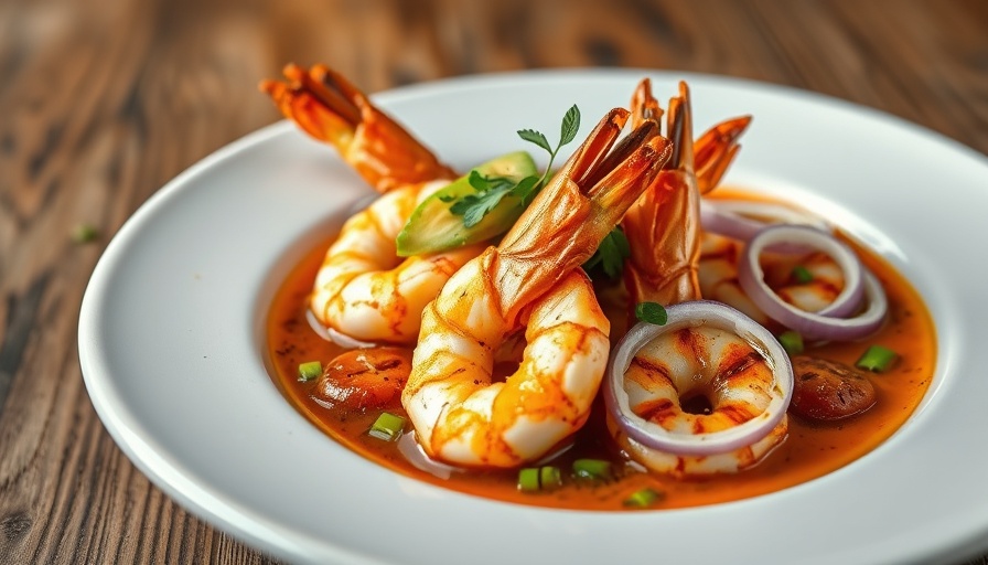 San Antonio dining: savory shrimp dish with fresh garnishes.