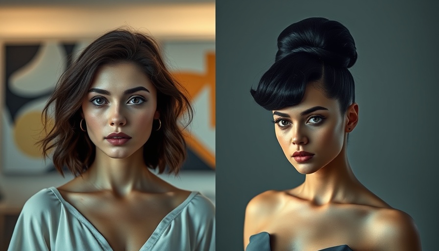 Comparison of contrasting hairstyles, showcasing hair dye variations.