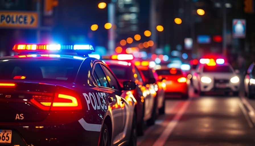 San Antonio crime reports illustrated by police car lights flashing in the night.