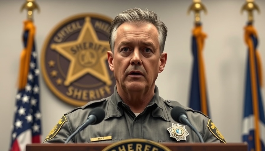 U.S. sheriff at podium speaking during a press conference on case.